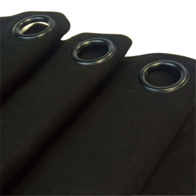 PREMIUM Akustikvorhang schwarz 3-lagig, B1, Breite 145cm mit 12mm Ösen